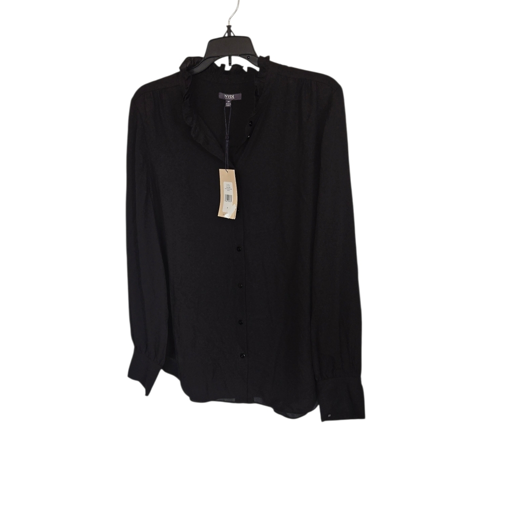 NYDJ Black Ruffle Collar Blouse NWT